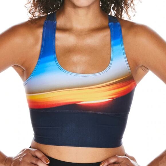 Soulgani Lux Low-Impact Crop Sunrise Print Sports Bra size XS - Picture 1 of 12